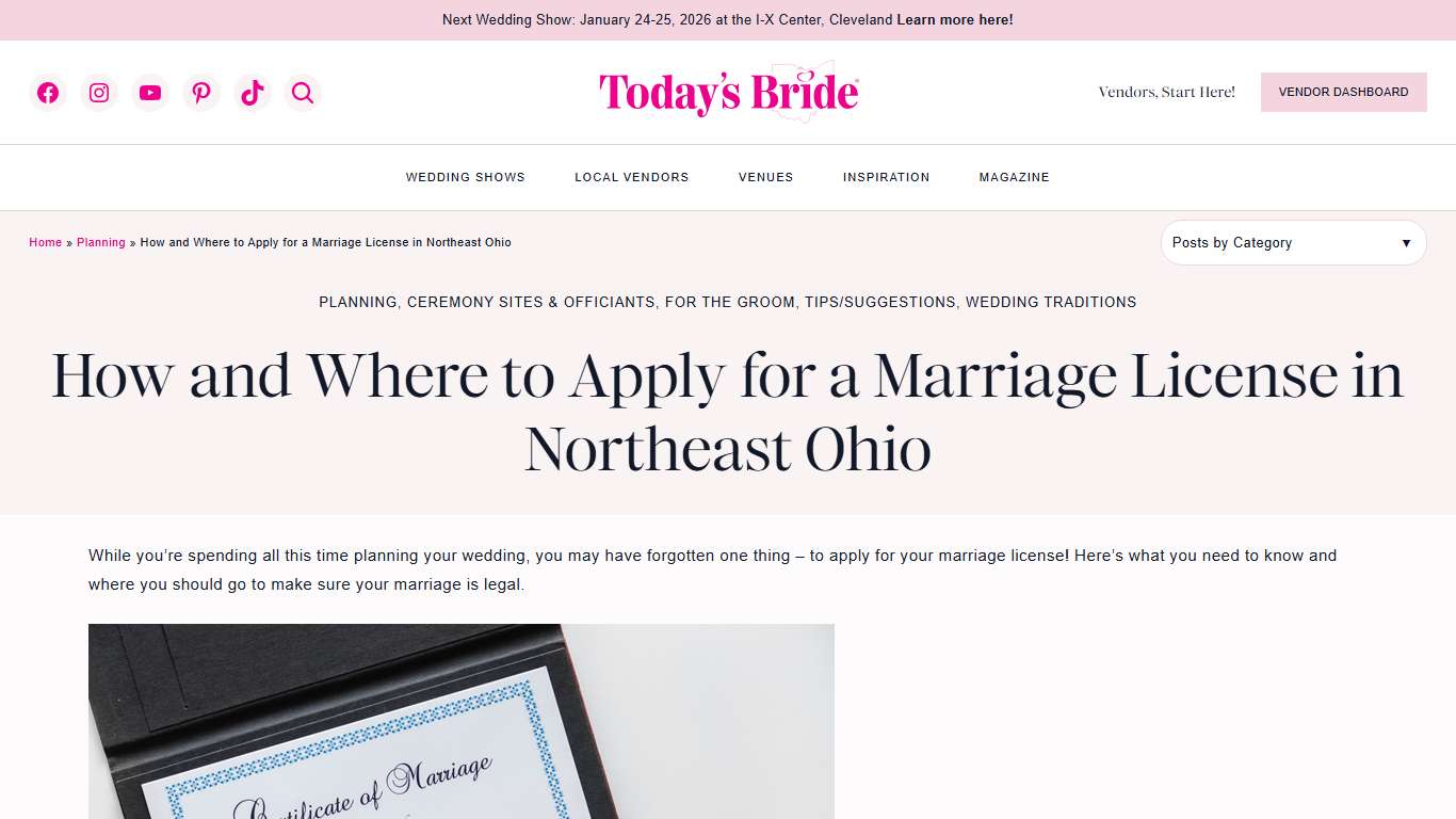 How and Where to Apply for a Marriage License in Northeast Ohio – Today's Bride
