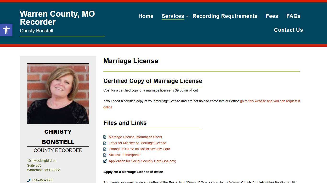 Marriage License – Warren County MO Recorder